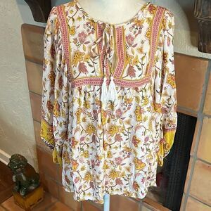 Rachel Zoe floral balloon sleeve blouse!